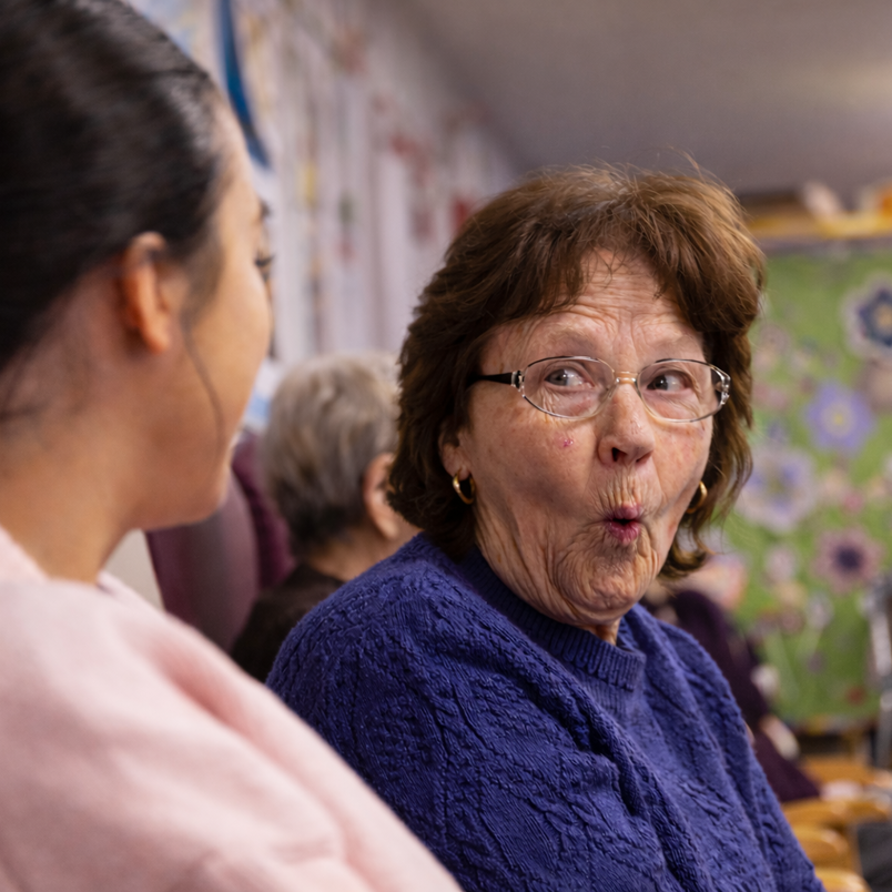 Beacon attendee engaged in a funny moment.